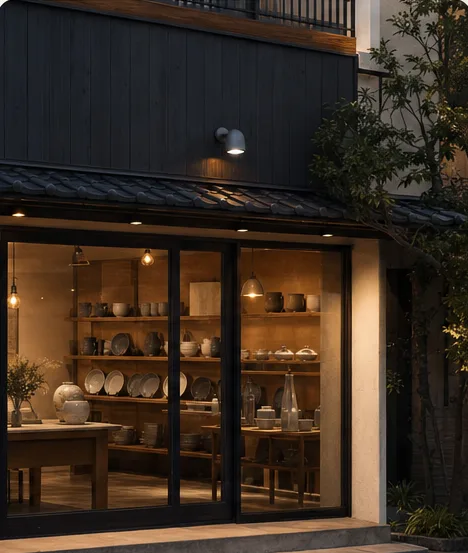 夜の器の店の店構え